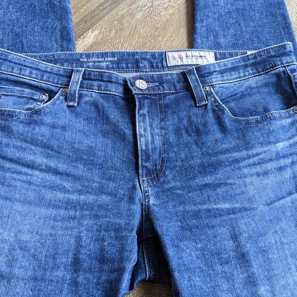 AG Denim Adriano Goldschmied, Legging Ankle Super Skinny Ankle Raw Hem, Size 30